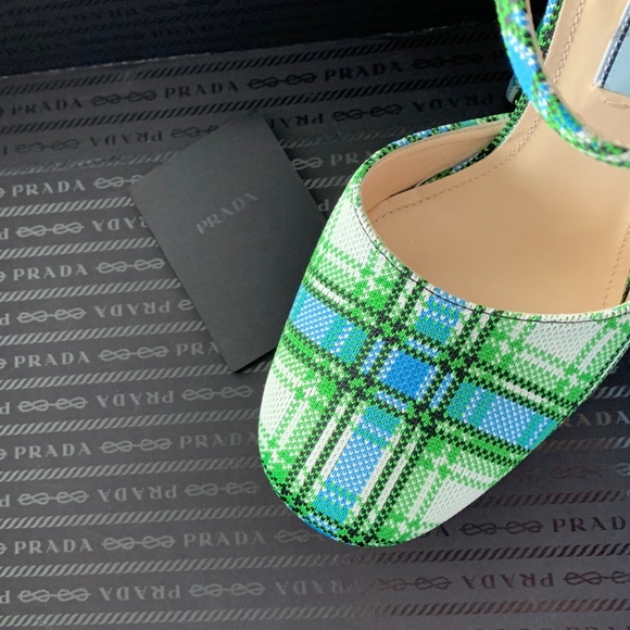 Prada - Plaid Ankle-Strap Platform Pumps BNIB - Picture 2 of 8